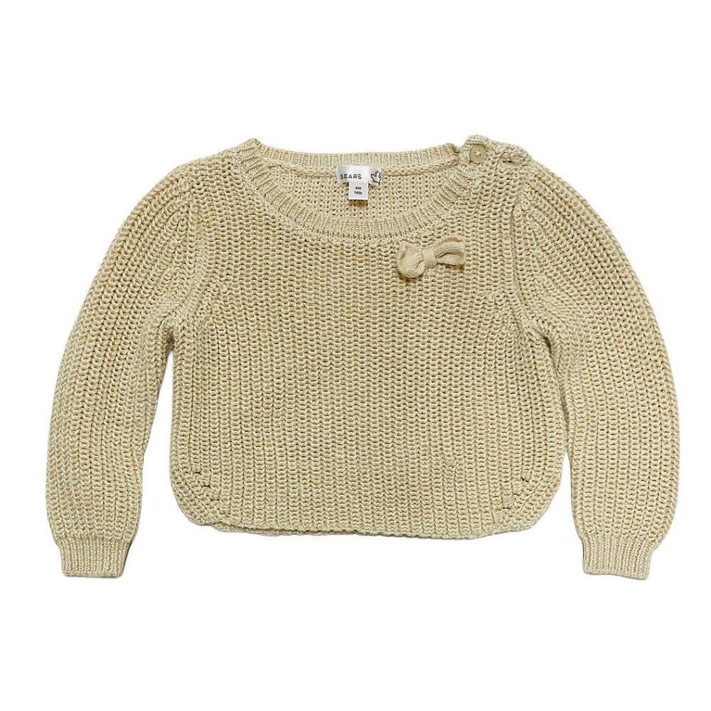 SPARKLY Gold Knit Creme Boxy Cut Sweater